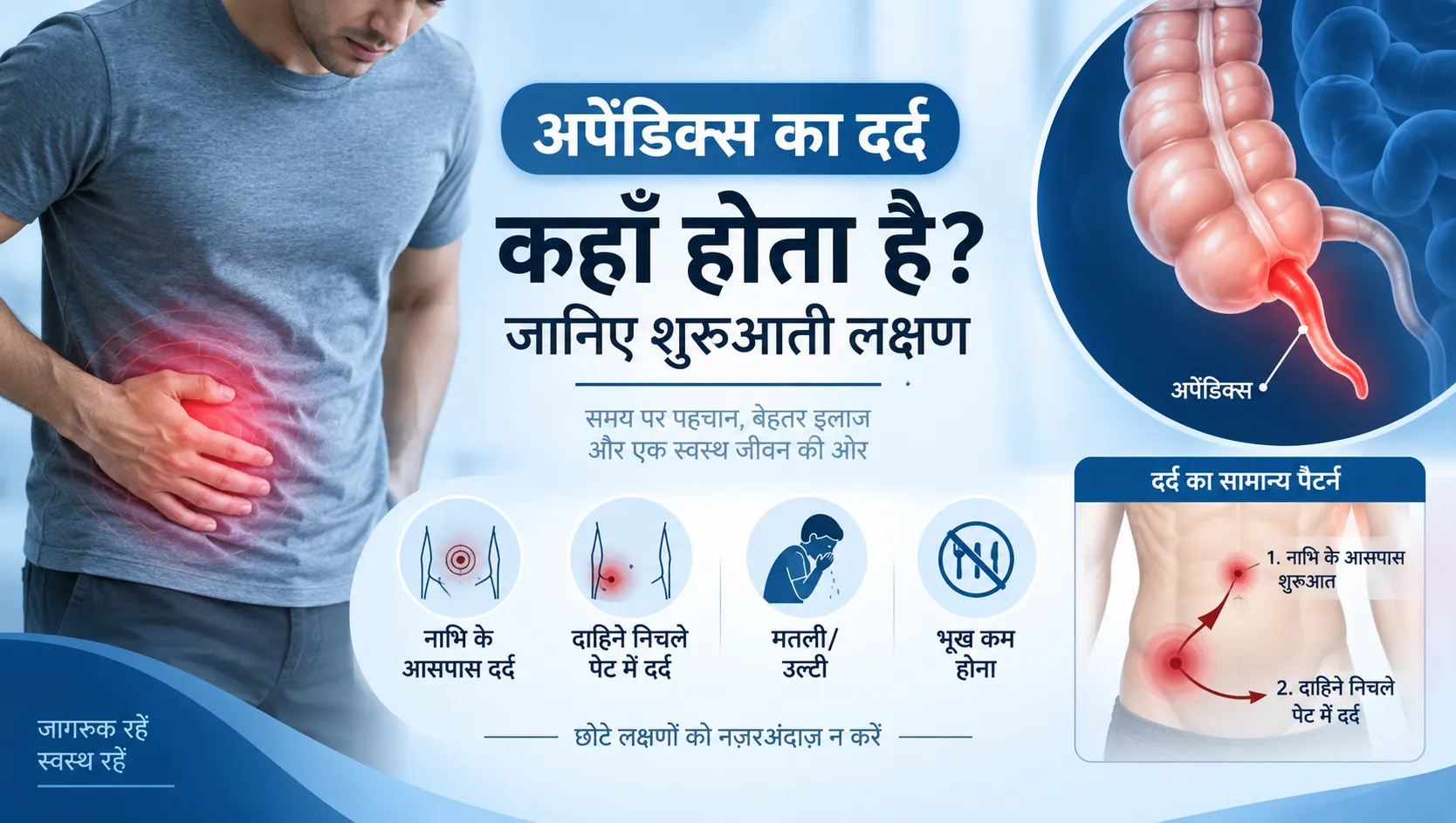 अपेंडिक्स का दर्द कहाँ होता है? 